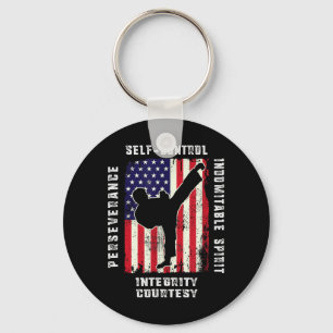 Llavero Regalo de Taekwondo de la bandera americana genial