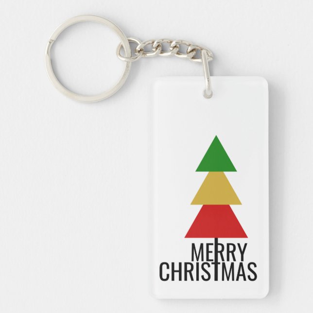 LLAVERO REGALO DE TEXTO DEL ÁRBOL DE NAVIDAD MODERNA MERRY (Frente)