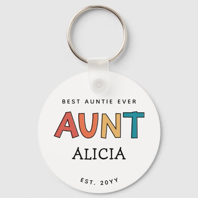 Llavero Regalo de tía Retro personalizado a la mejor tía d (Anverso)
