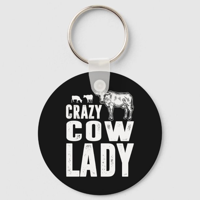 Llavero Regalo de vaca | Crazy Cow Lady Gire Cow Lover (Anverso)
