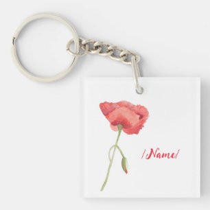 Llavero Regalo de vacaciones de amapola de flor de nacimie