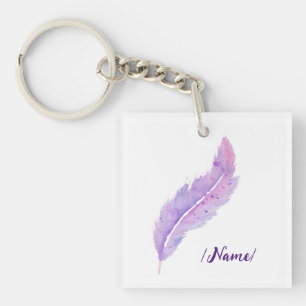 Llavero Regalo de vacaciones de natalidad con plumas viole