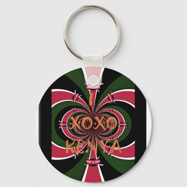 Llavero Regalo de viaje keniano - Diseño de abrazos y beso (Anverso)