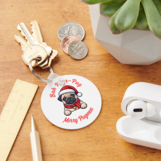 Llavero Regalo divertido de Navidad para amantes de Pug gr