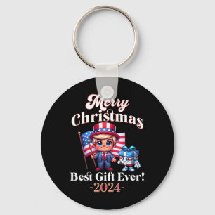 Llavero Regalo divertido vintage Trump Feliz Navidad Mejor