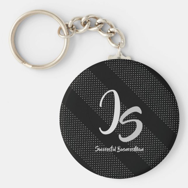 Llavero Regalo elegante con Monograma de plata personaliza (Frente)