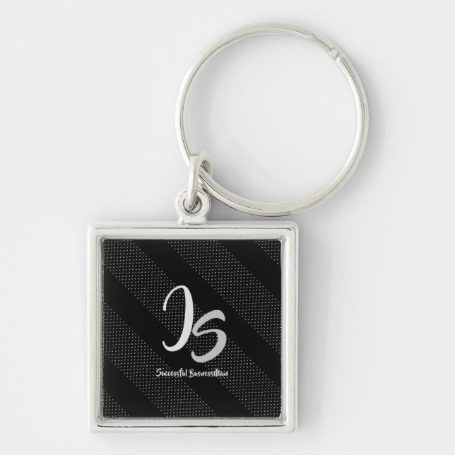 Llavero Regalo elegante con Monograma de plata personaliza (Frente)