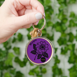 Llavero Regalo Elegante de Sobriedad de Flor Personalizada