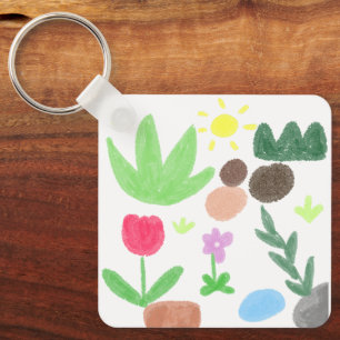 Llavero Regalo floral de jardín de crayones alegres
