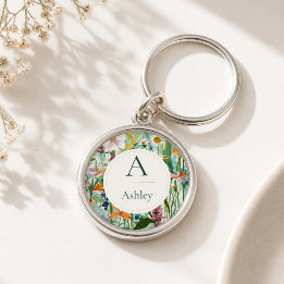 Llavero Regalo Floral Personalizado con Iniciales del Nomb
