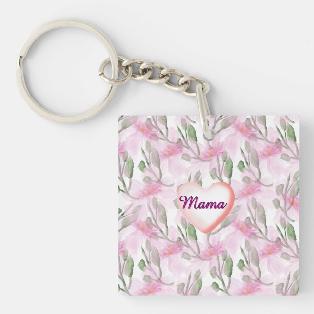 Llavero Regalo floral personalizado y hecho a medida con a (Frente)