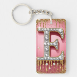 Llavero Regalo inicial de diamante de letra E en oro rosa 
