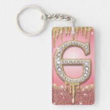 Regalo Inicial De Letra G De Diamante De Oro Rosa 