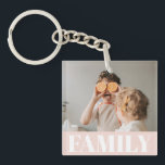 Llavero Regalo moderno de fotografía de la familia rosa pa<br><div class="desc">Regalo moderno de fotografía de la familia rosa pastoral</div>