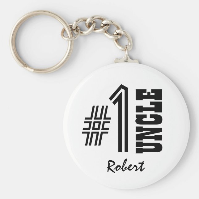 Llavero Regalo moderno en blanco y negro número uno (Frente)