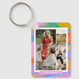 Llavero Regalo moderno y hermoso de 3 fotos familiares en