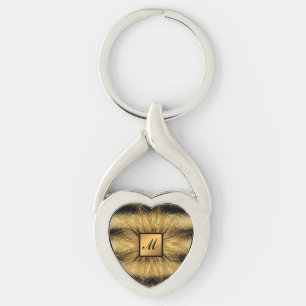 Llavero Regalo Monogramado Negro Purpurina de oro de lujo