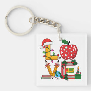 Llavero Regalo para maestros Lápiz de amor Manzanas Libr