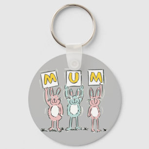 Llavero Regalo para Mamá Diseño de conejos divertidos