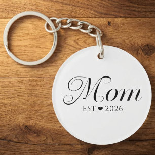 Llavero Regalo para Mamá Establecida en Blanco y Negro