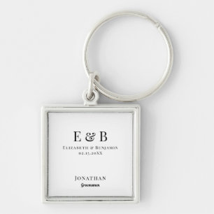 Llavero Regalo para Padrino Personalizado Monograma Negro