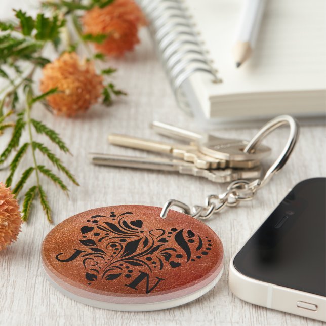 Llavero Regalo personalizado de 3 años de cuero falso (Frente Derecha)