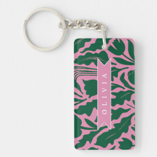 Llavero Regalo Personalizado de Nombre Floral Botánico Ros