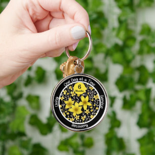 Llavero Regalo personalizado de sobriedad con flores brill