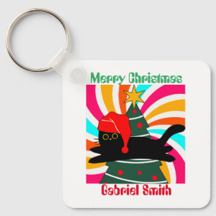 Llavero regalo vintage de gatos de navidad