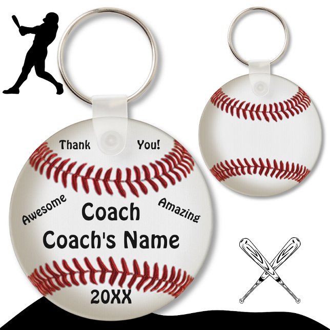 Llavero Regalos baratos para entrenadores Personalizados d (Cheap Baseball Coach Gifts. Black, Red and White. End of Baseball Season, gifts for baseball coaches)