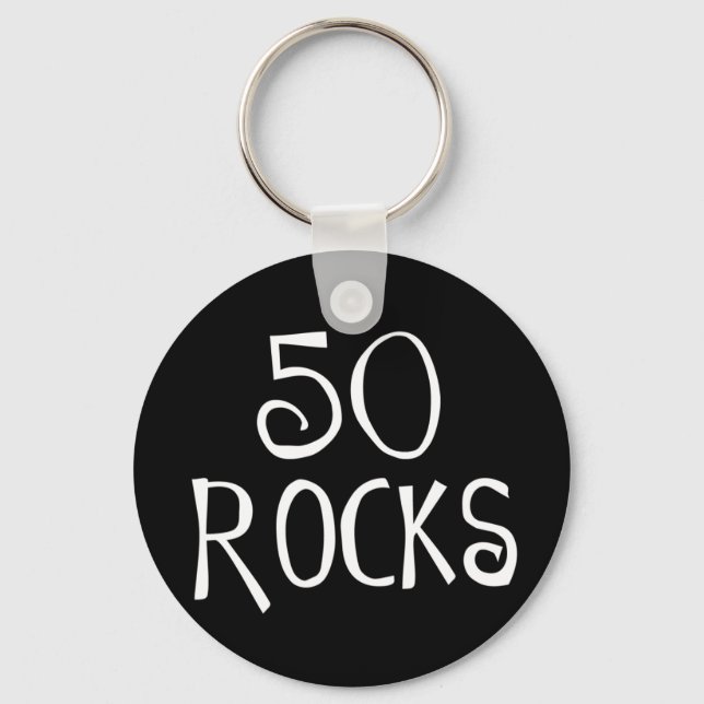 Llavero regalos de 50 años, 50 ROCKS (Anverso)