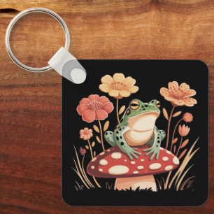 Llavero Regalos de amantes de ranas botánicas flores natur
