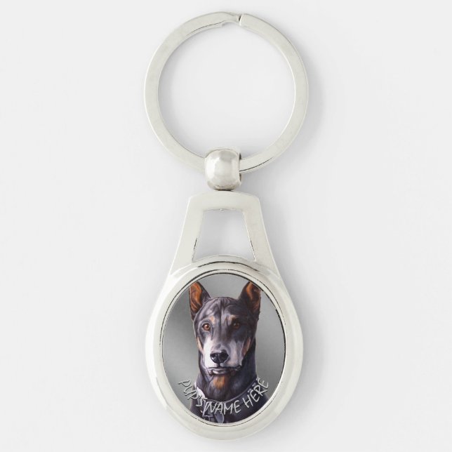 Llavero Regalos de arte de perros personalizados de la cad (Anverso)