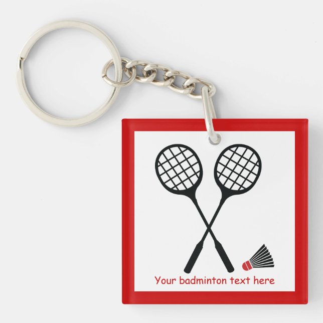 Llavero Regalos de bádminton, personalizado de racquet y d (Frente)