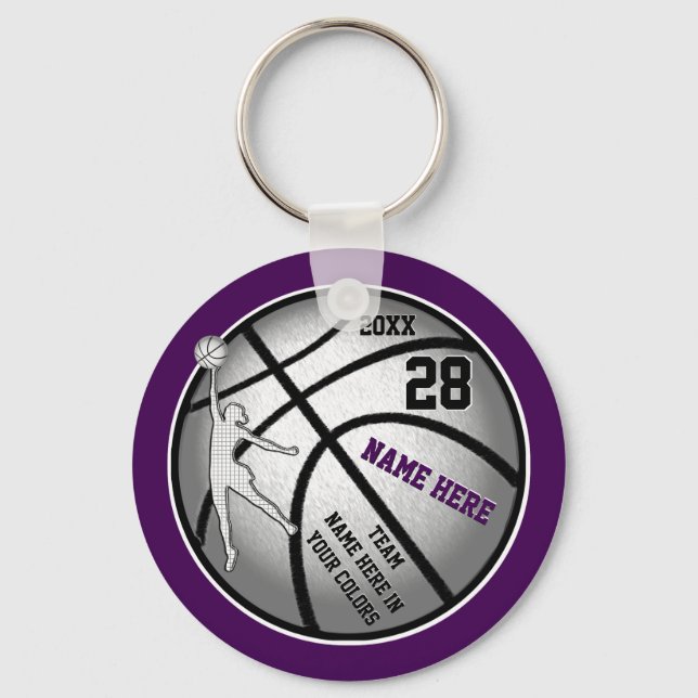 Llavero Regalos de baloncesto morado para Chicas (Anverso)