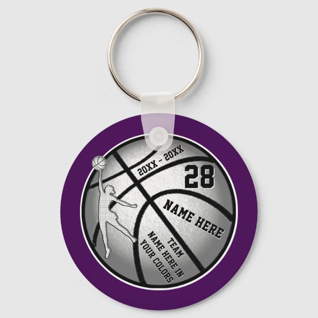 Llavero Regalos de baloncesto morado para Chicas (Anverso)