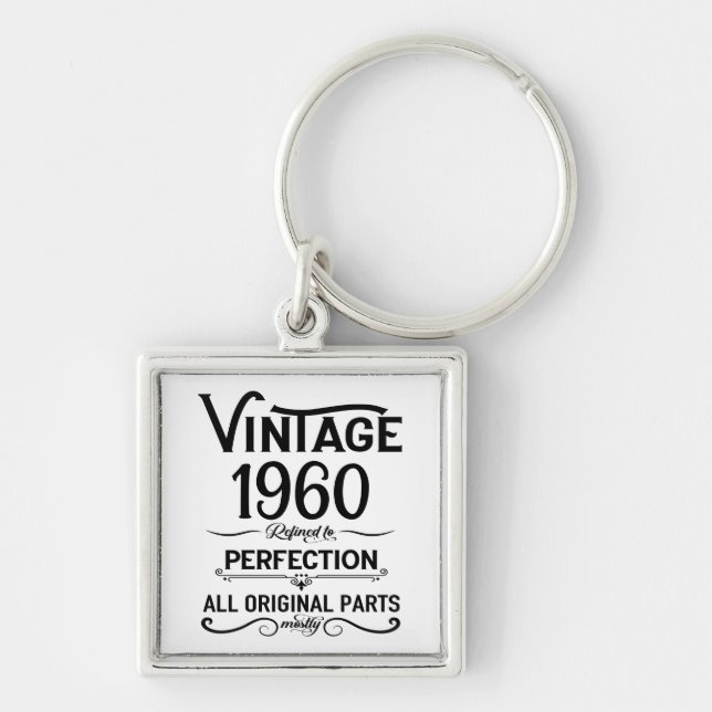 Llavero Regalos de cumpleaños vintage personalizados blanc (Frente)