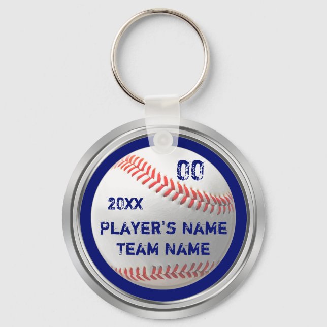 Llavero Regalos de equipos de béisbol baratos azules, blan (Anverso)