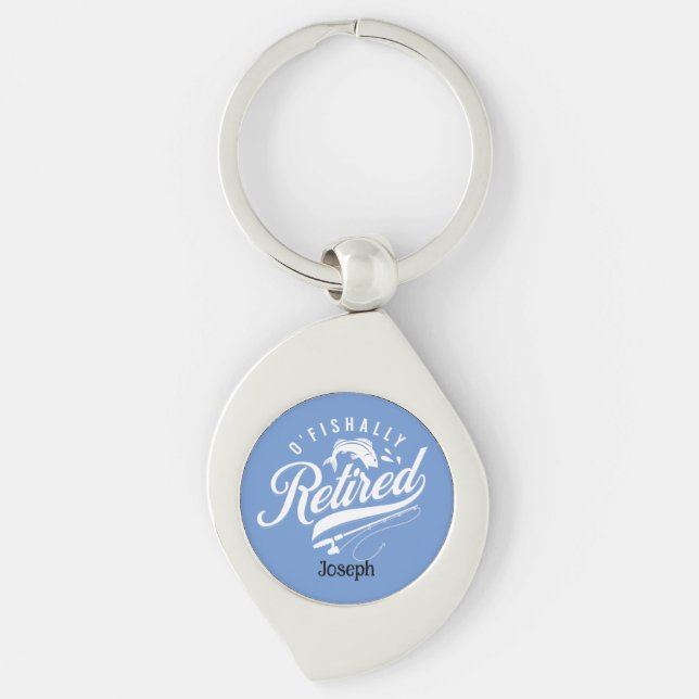Llavero Regalos de jubilación. Pescador/mujer. Nombre modi (Anverso)