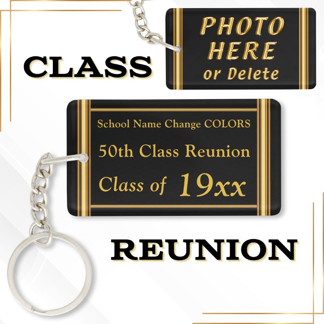 Llavero Regalos de la Reunión de Clase Personalizada, Reun (Ideas for 50th class reunion.  50th class reunion gifts. Souvenirs for 50th class reunion, black.)