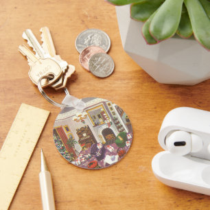 Llavero Regalos de Navidad vintage envueltos en la sala de