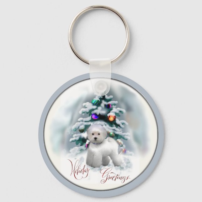 Llavero Regalos de Navidades de Bichon Frise (Anverso)