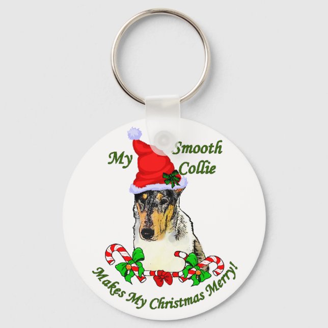 Llavero Regalos de Navidades de Smooth Collie (Anverso)