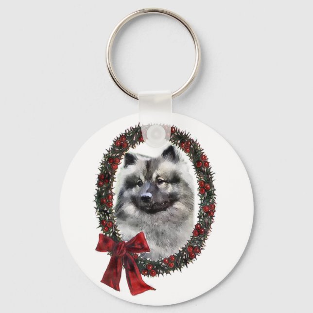 Llavero Regalos de Navidades Keeshond (Anverso)
