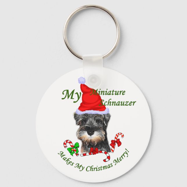 Llavero Regalos de Navidades Schnauzer en miniatura (Anverso)