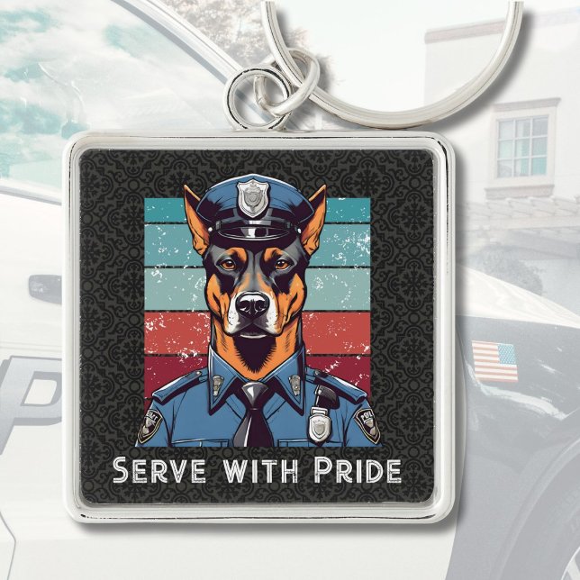 Llavero Regalos de perros de texto personalizados para ofi (Custom Text Dog Gifts for Police Officers Dad Him)