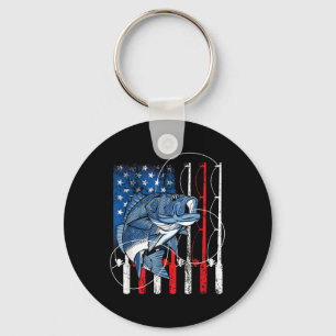 Llavero Regalos de pescador bandera americana vintage de p