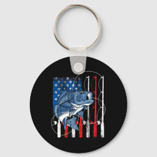 Llavero Regalos de pescador vintage bandera americana Byss