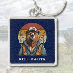 Llavero Regalos de retiro de oso de vintage para papá pesc