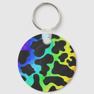 Llavero Regalos de vaca negro y arcoiris